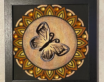 Butterfly Theme Small (9x9”) Framed Mandala