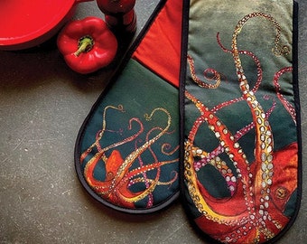 Red Octopus Oven Glove