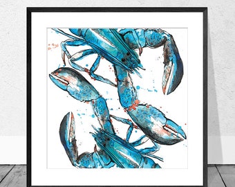 Blue lobster art print  (P0007)