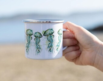 Tazza smaltata con stampa medusa (EM0021)