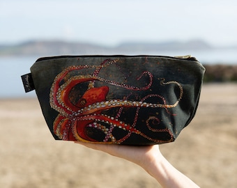 Red Octopus Cosmetic Bag