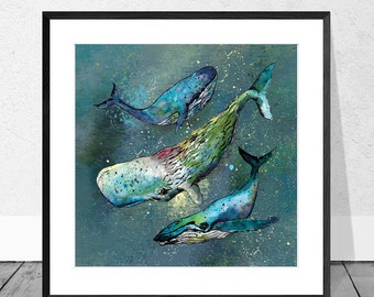 Whale art print  (P0072)
