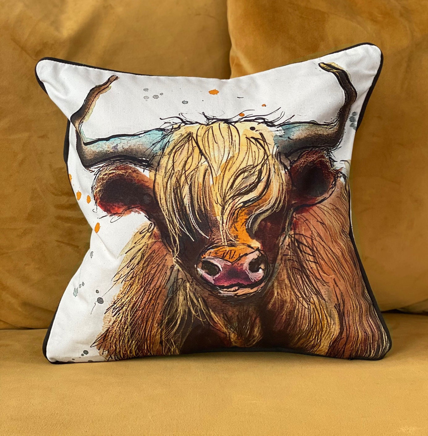 Highland cow cushion cover deals