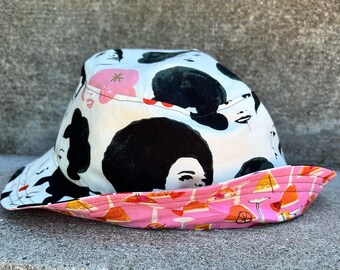 Reversible Bucket Hat handmade adult small/gift for her/bestie gift/summer hat/boho