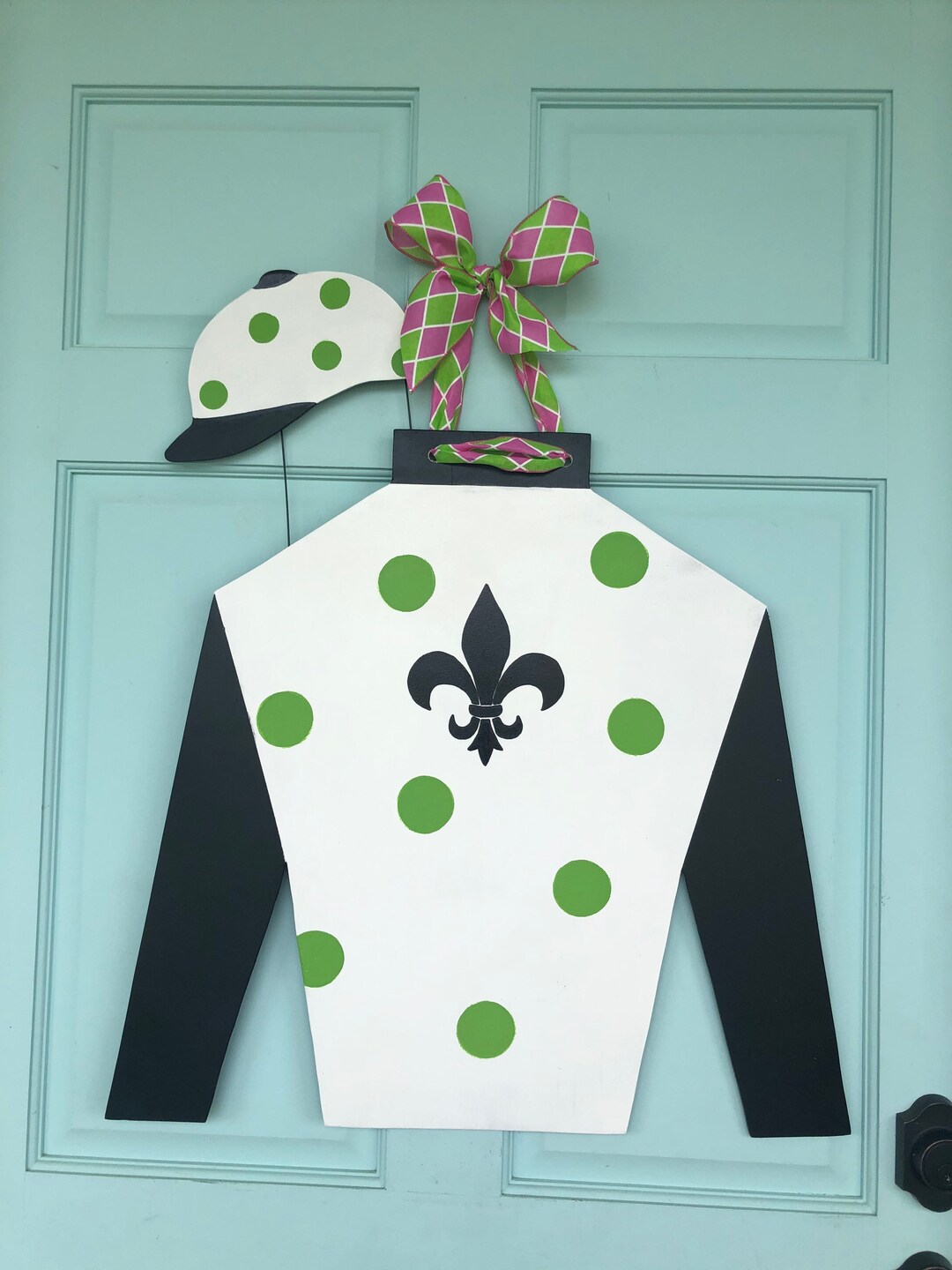 Derby Jockey Silk With Floating Hat Door Hanger, Jockey Silk Door