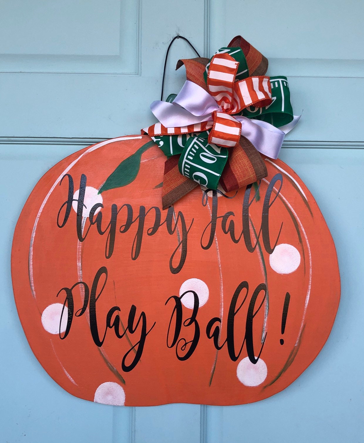 Football Pumpkin Door Hanger Pumpkin Door Hanger Fall Football Etsy