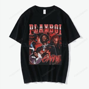 Camiseta gráfica Playboi Carti para hombre y mujer, estilo urbano, camiseta de rapero extragrande
