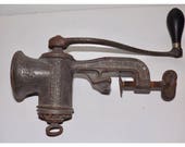 Antique Enterprise food chopper,meat grinder,No. 602,hand crank food griner,counter top clip on,Philadelphia,metal food chopper,wood handle