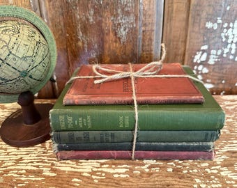 Antique school books,old grammar books,set of 5,early 1900s,very distressed,English Grammar,Reading,Spelling,Math,Geography