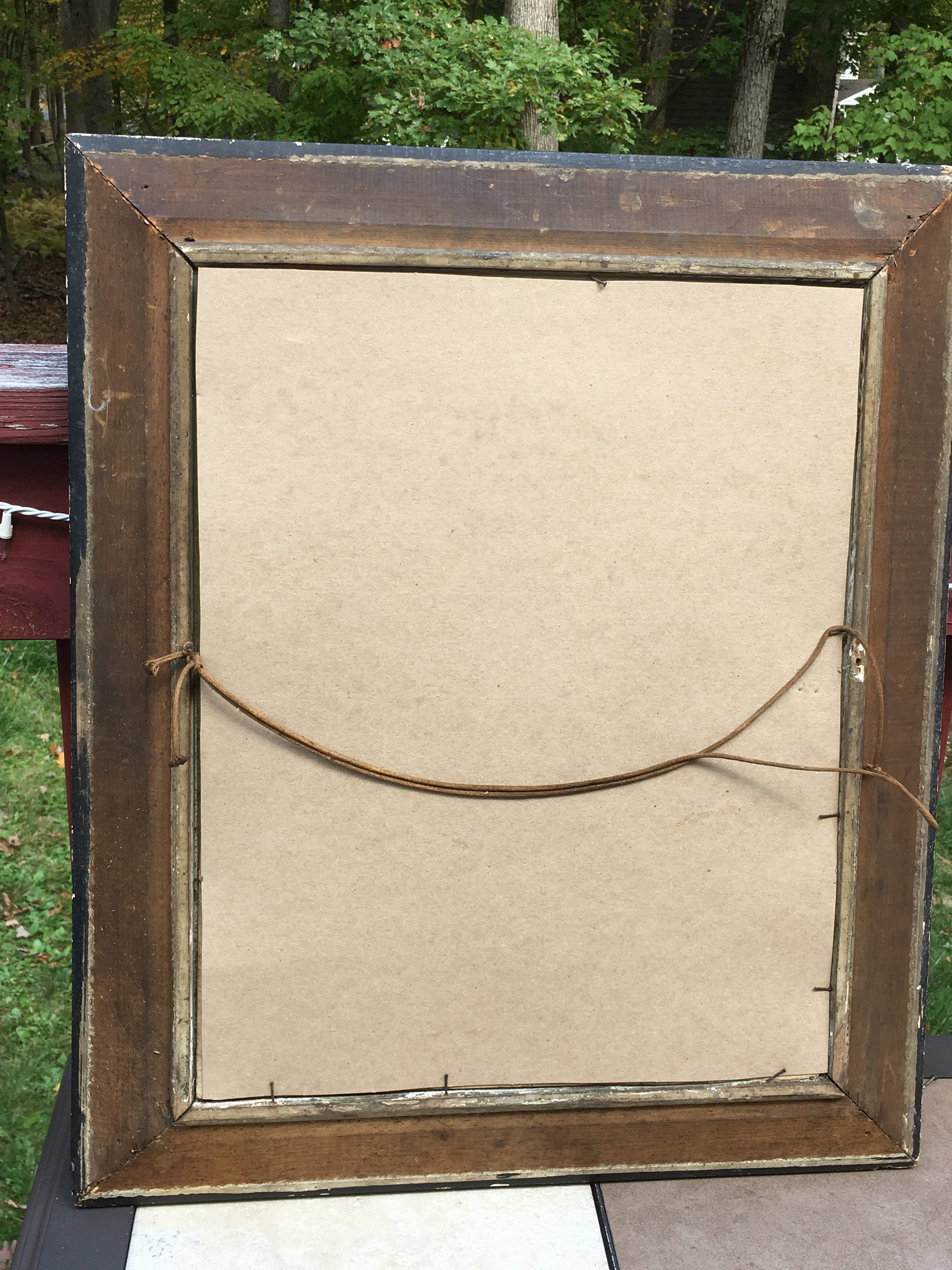 Extra Large Antique Tiger Stripe Wood Frame,late 1800s,26x22
