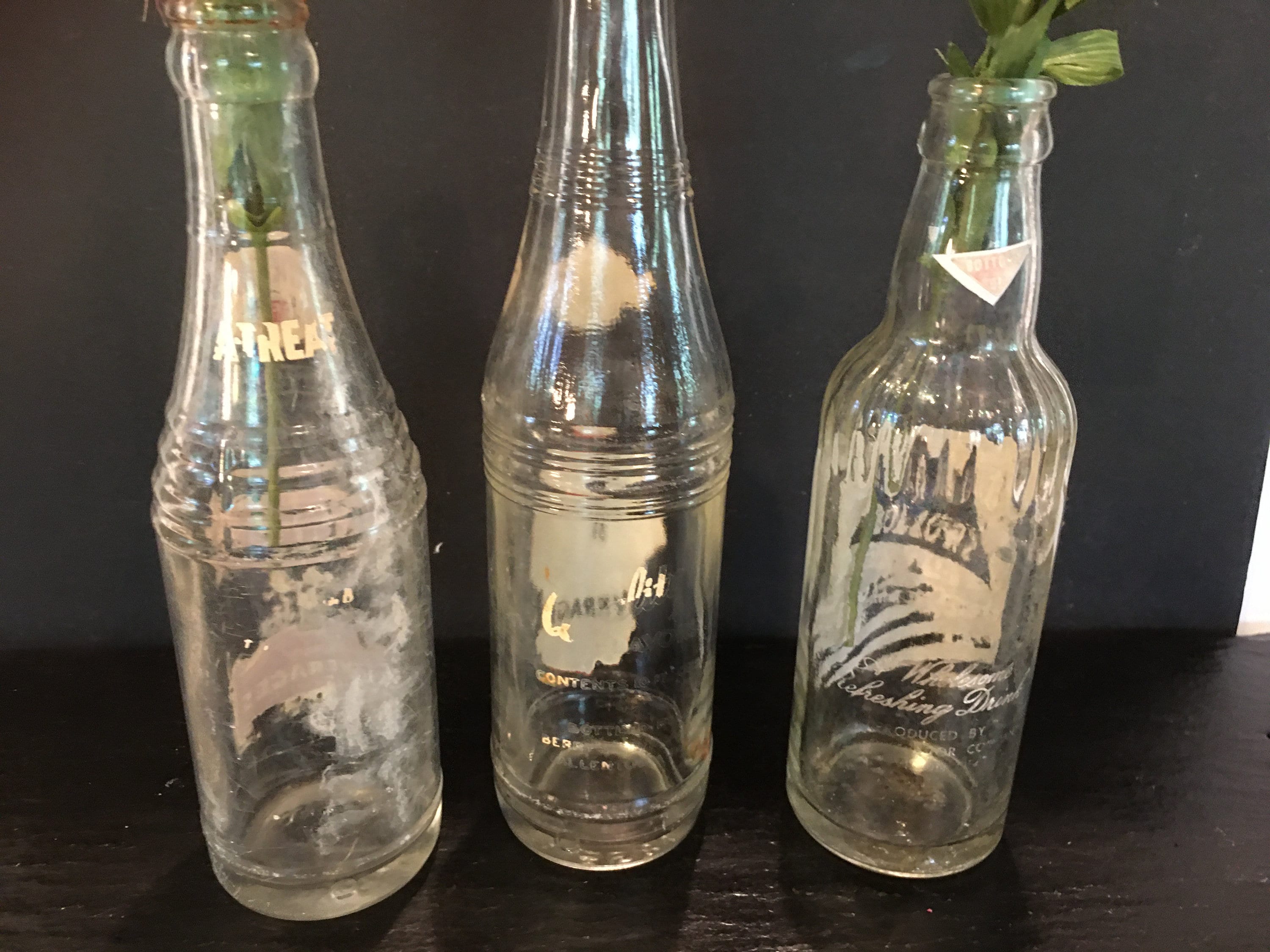 Old clear glass soda bottlesset of 3red white Etsy