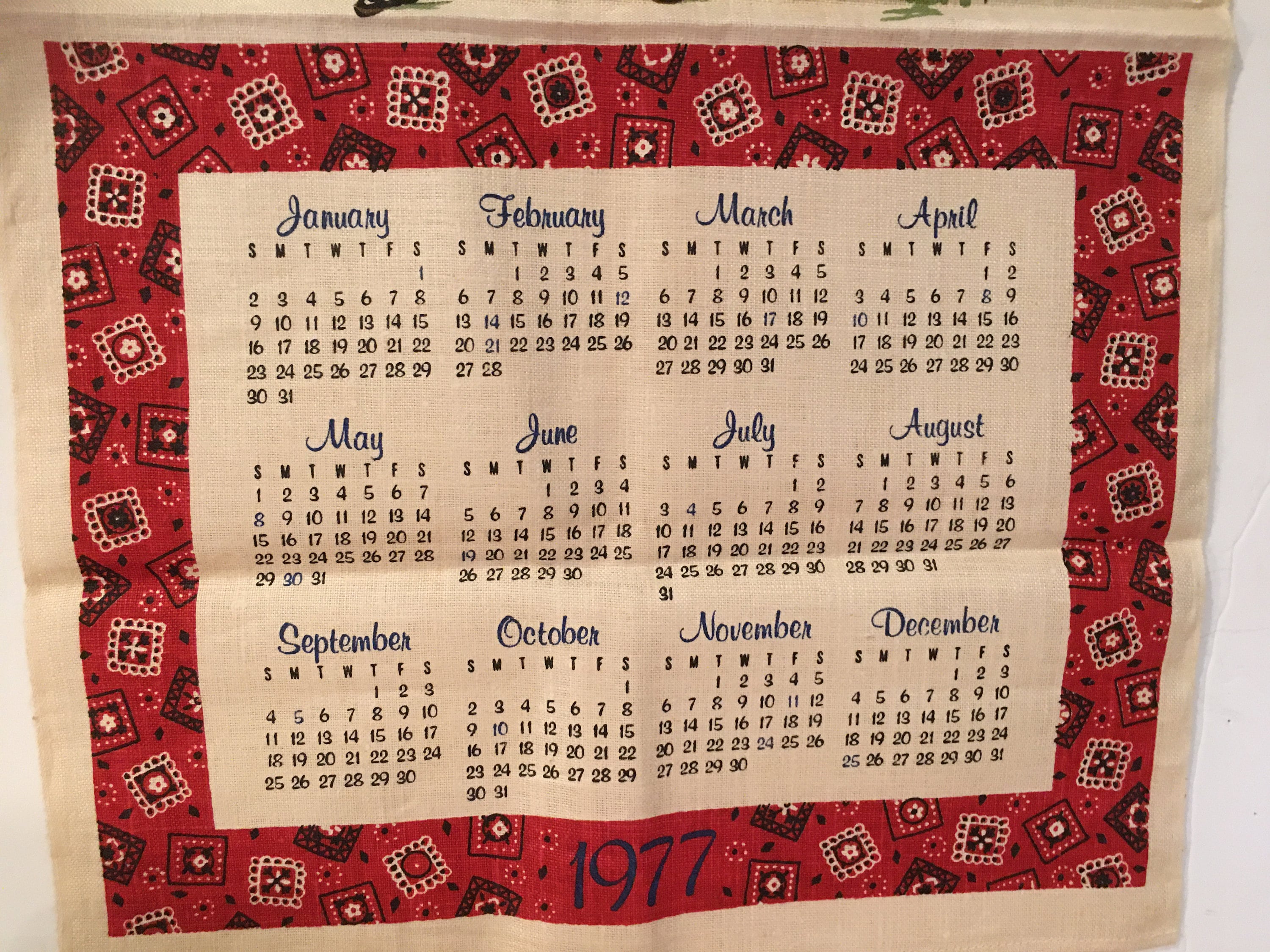 Linen Calendar Tea Towelswall Etsy