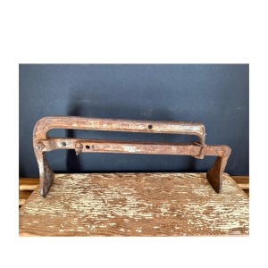 Antique brick block carrier,rusty farm tool,iron,adjustable,masonry tool,salvage,industrial,18&quot;,