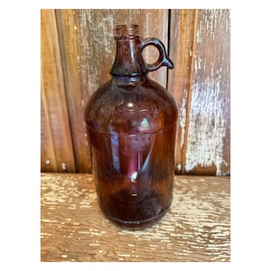 Old brown bottle jar,jug,half gallon,antique bottles,10”,amber bottle,flower vase,bathroom decor,apothecary,brown glass bottles