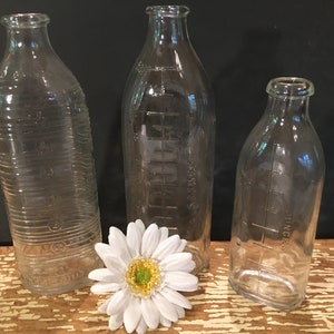 Clear glass baby bottles,set of 3,childrens baby doll,toy doll bottles,Phenix Ovale Nurser,8 oz bottles,nursery decor,babies room