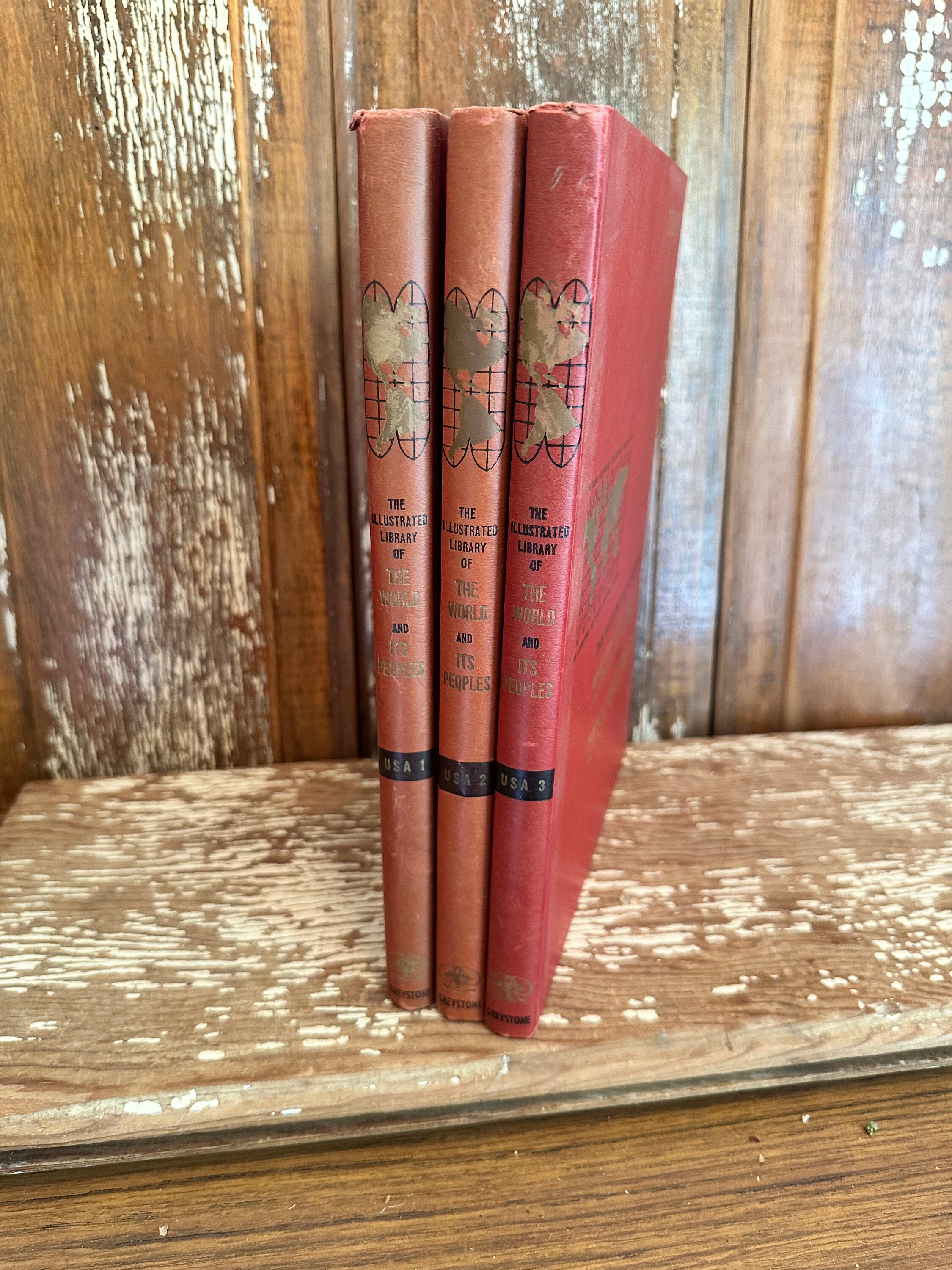 The Illustrated Library of the World and It's People,set of 3,red Books ...