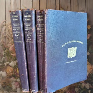 Encyclopedia Britannica,1926,New Volumes,Thirteenth Edition,set of 3,soft brown leather covers,Cambridge Issue,gold lettering,distressed