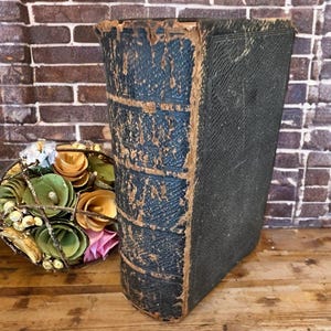 Antique religious book,early 1900s,Book of Prayer,Hymnal,Holy Bible,church music,distressed,spirituality books,brown leather