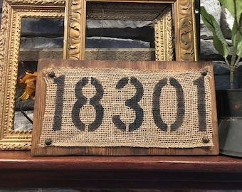 Custom zip code sign,personalized,wood,burlap,13x7,wall hanging,bookshelf decor,rustic sign,farmhouse sign,front porch sign,housewarming
