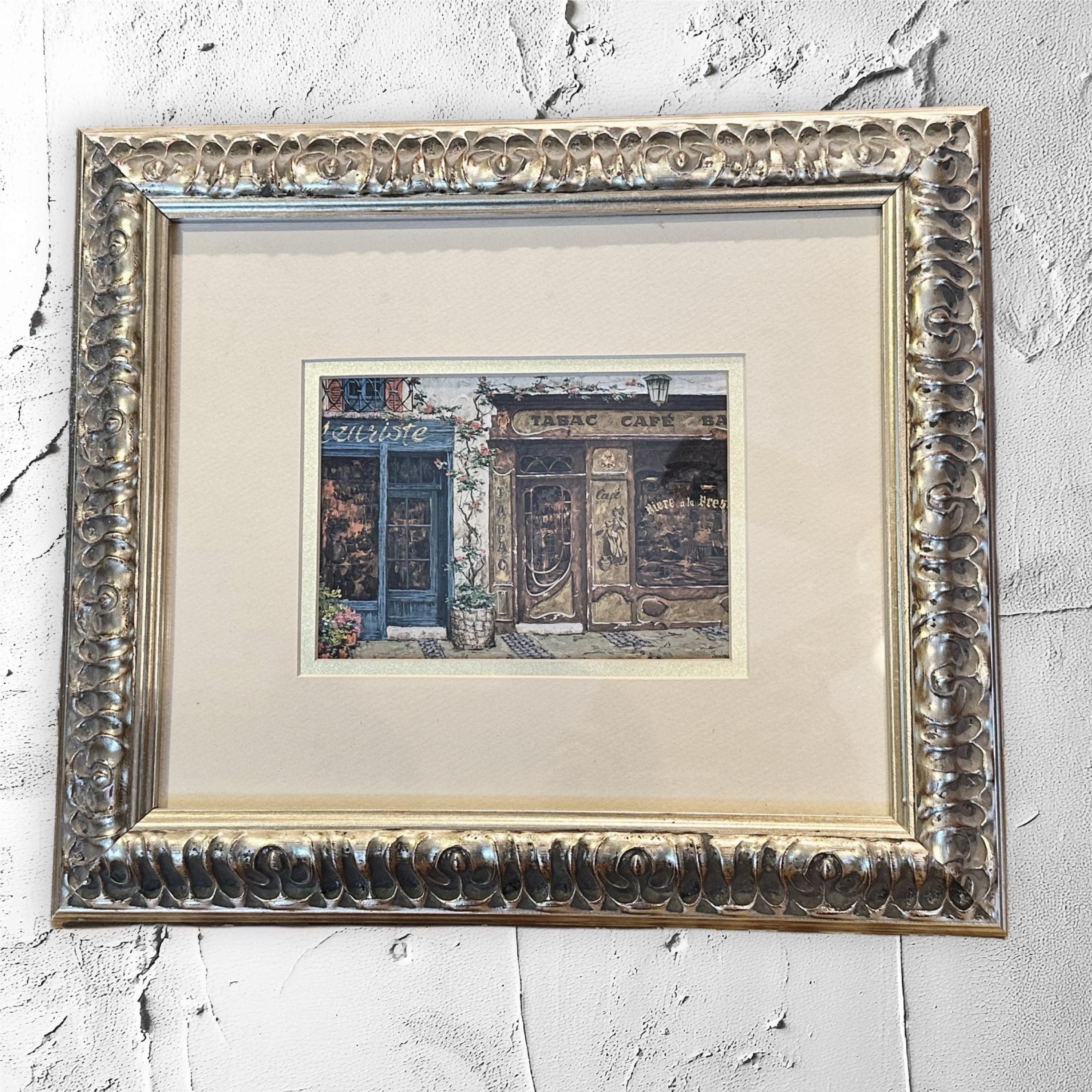 Ornate Silver Wood Frame Viktor Shvaiko,cafe Tabac,fine Art