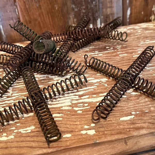 Lot of 14 rusty metal coil spiral bed springs,4" long,hooks on ends,.5" round,vintage hardware,steampunk,industrial,craft supplies