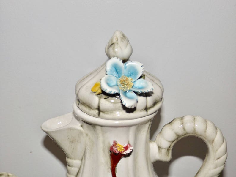 Capodimonte tea pots,chocolate pot,Made in Italy,porcelain flowers