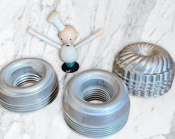 Assorted mini cake pans,set of 14,round,swirl,fluted,tube,3&quot;,aluminum molds,chocolate molds,pastry molds,candle molds