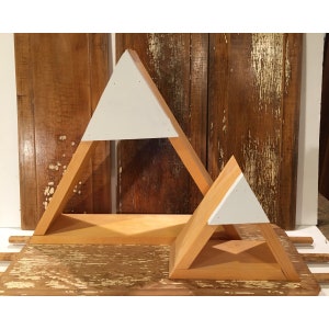 Set of 2 nesting wood wall shelves,snow capped mountains,trainagle shelf,rustic decor,lodge decor,hanging shelf,17&quot; and 8&quot;,floating shelf