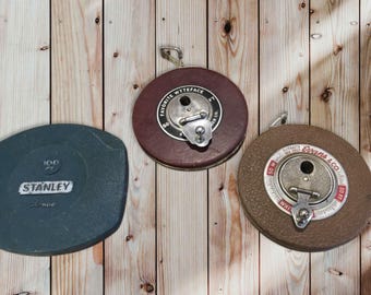 Aufgezogenes Maßband Lot,3er Set,Stanley,Keuffel & Esser,Evans,50 ft,100 ft,Leder,maßband,30 ft,30 ft