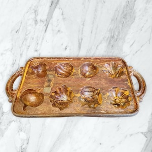 Rusty Cast Iron muffin pan,8 cups,Fall Harvest,fruit mold,patina,antique bakeware,cookware,rustic kitchen decor,vintage baking,farmhouse