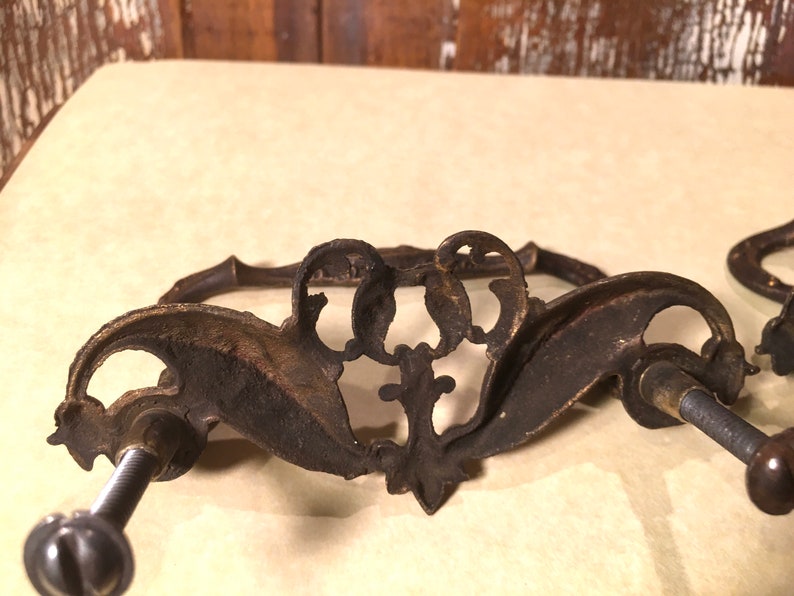 Antique Brass Drawer Pullset of 2tarnisheddrop Bailback - Etsy