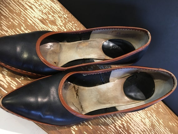 Women's two tone black tan leather dress shoes,fa… - image 4