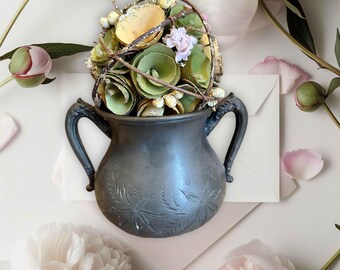 変色した銀メッキのティースプーン 6 本セット、銀、華やかな花柄の