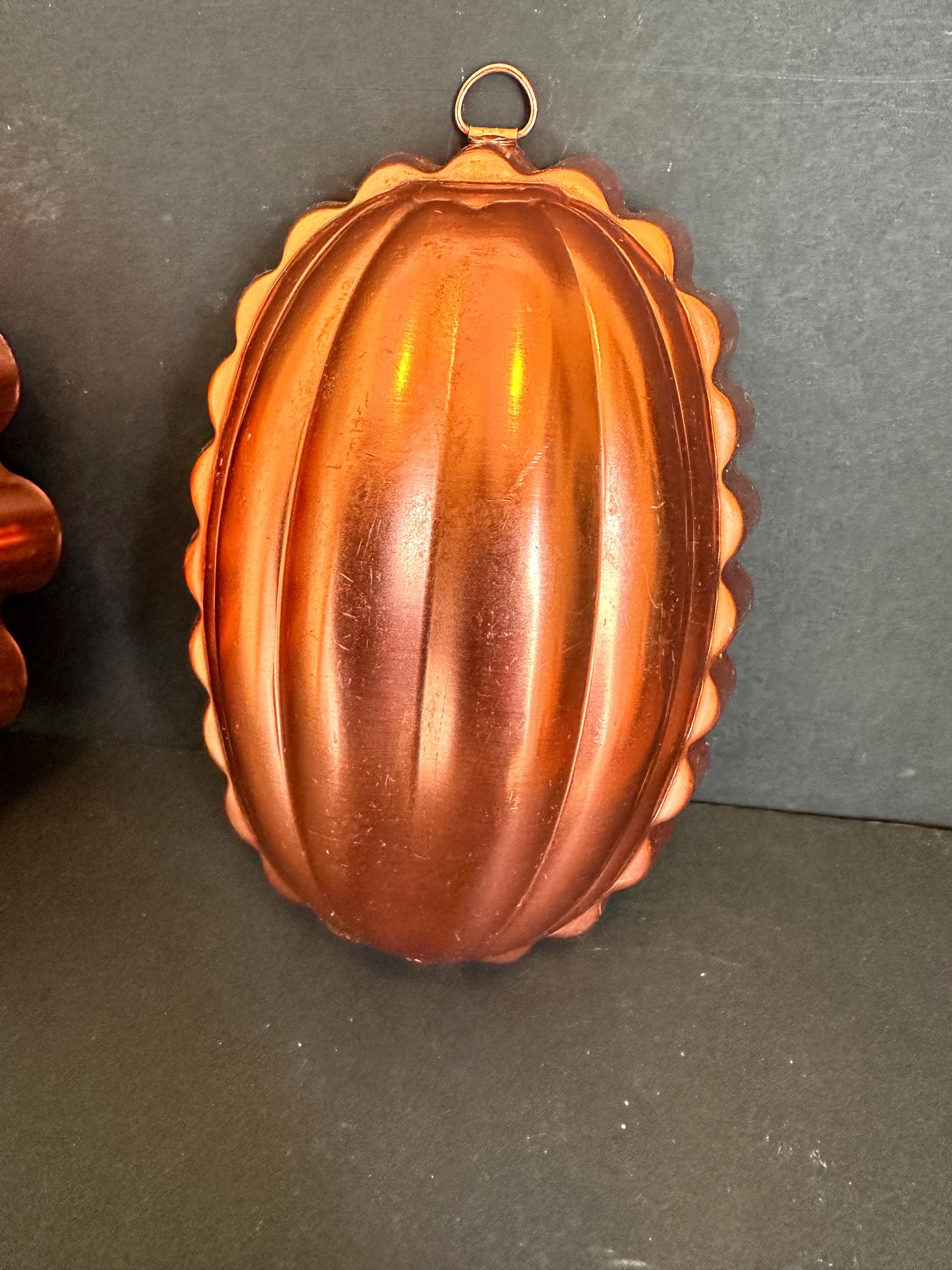 Copper Jello Mold Set,set of 2,acorn,round Mold,fluted,copper
