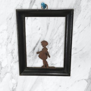 Small petite wood framed child wooden silhouette,black frame,4'x5',childrens room,nursery decor,girls room,