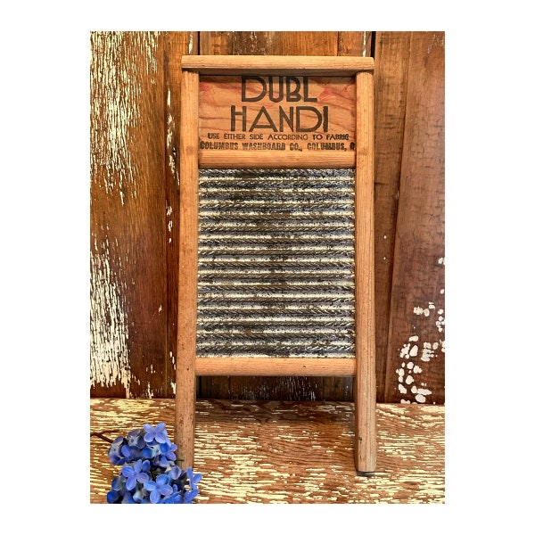 Dubl Handi wood and metal washboard,Columbus Ohio,rusty patina,small 18x8,double handle,laundry room decor,farmhouse,country living,rustic