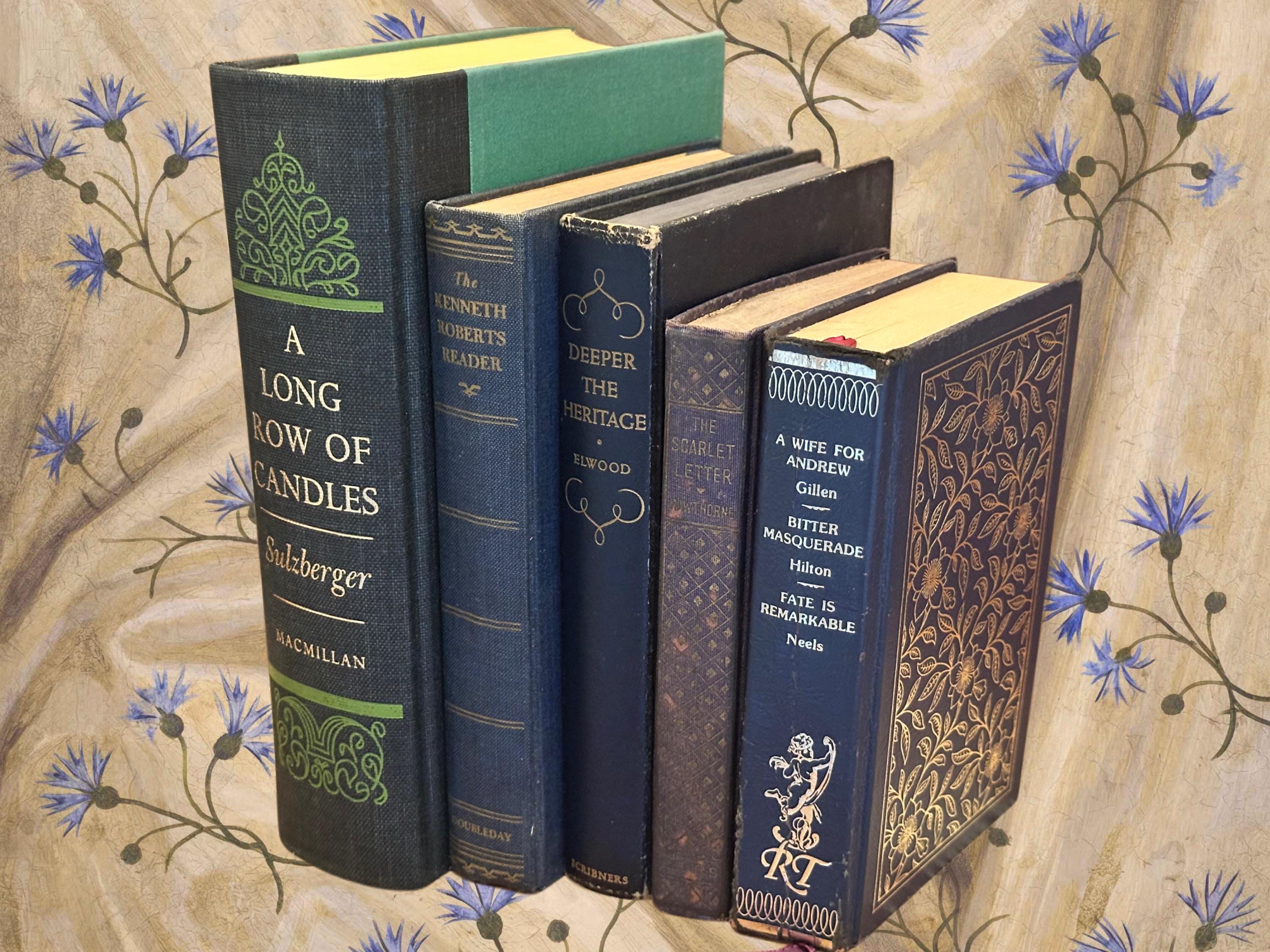 Blue and Gold Decorative Books - Etsy