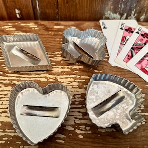 Conjunto de cortadores de biscoitos com cabo de alumínio, ponte, pôquer, conjunto de 4, coração, clube, pá, jogo de cartas, diamante, assadeiras vintage, panificação vintage,