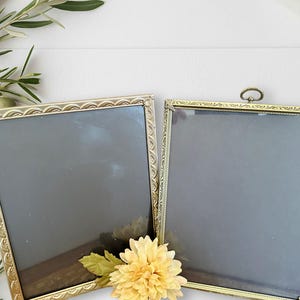 Gold tone metal frames,ornate picture frame,Art Deco,8 x 10,set of 2,glass front,table top frames,fancy,wedding day,victorian,fancy,elegant