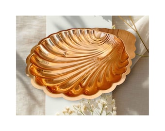 Grande piatto per caramelle, snack, ninnoli, porta sapone, 12", decorazione per toeletta, ingresso, piatto a conchiglia smerlata, vassoio portachiavi di Coppercraft Guild