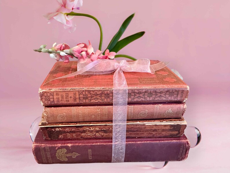 Old Red Burgundy Books,set of 4,book Bundle,gold Gilt,ornate Books,book ...