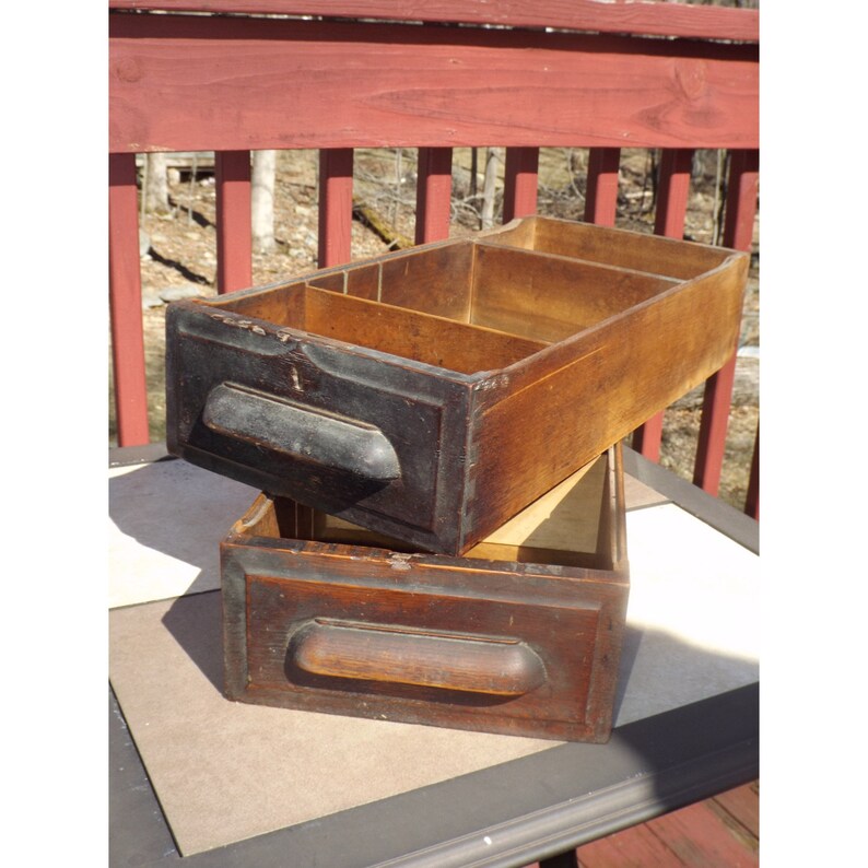 Dark Wood Shallow Desk Drawerdividerswall Etsy