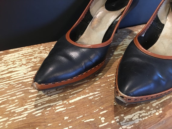 Women's two tone black tan leather dress shoes,fa… - image 3
