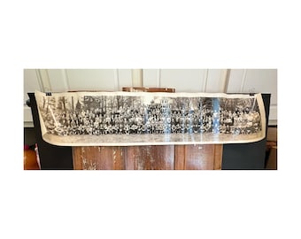 Large unframed Antique panoramic photo,36x8,black and white,sepia,1900s,class 1940 photo,group photo,students,Bergen Jr College,yard long
