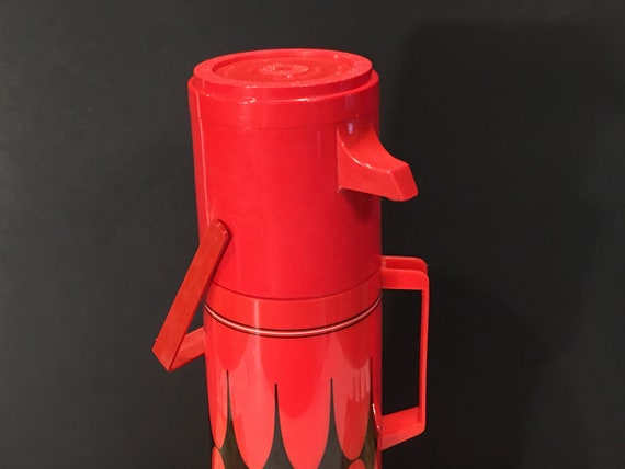 Insulated Aladdin Thermos,red Black,retro,plastic Coffee Thermos