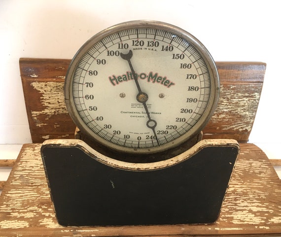 Antique Health O Meter Bathroom Scale,early 1900s,works,black White,250  Lbs,rustic Scale,farmhouse Scale,continental Scale Works,distressed -   Denmark