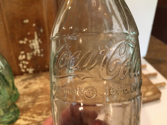 Coca-Cola vintage U.S.A., brocca di vetro verde con bordo di
