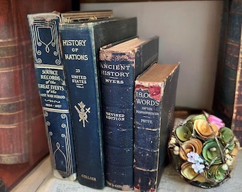 Black book decor,set of 4,early 1900s,History,black book bundle,decoration,instant library,old black books,gold lettering,ornate spines