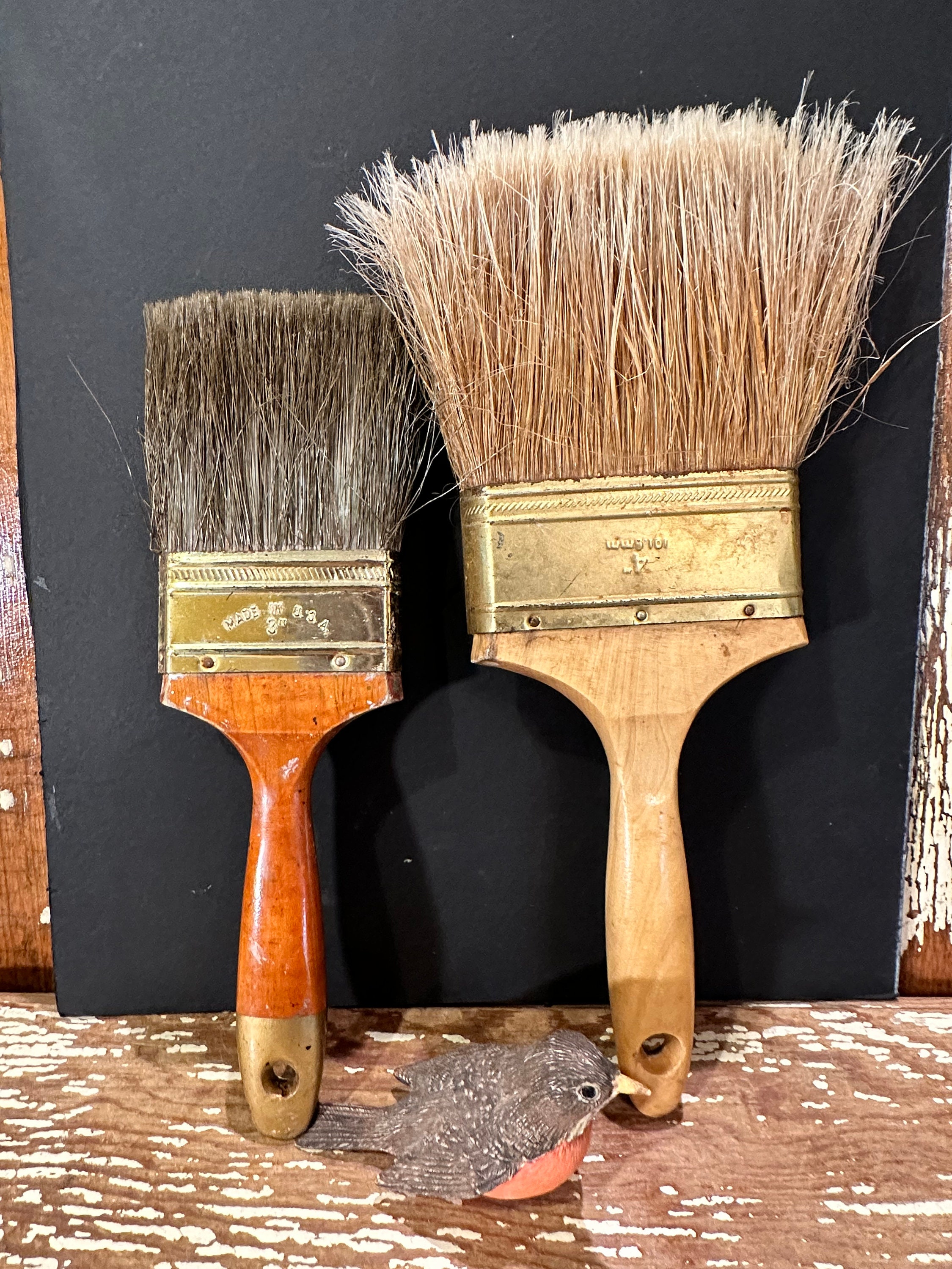 Handmade Oil Paint Brush, Boar Bristle Fan Brush, Long Wooden Handle 