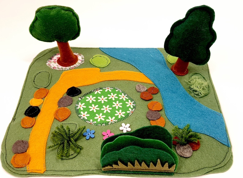 Felt forest playscape for toddler pretend play image 9